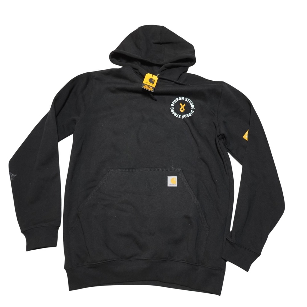 Carhartt Hoodie Sweatshirt Mens Medium Black Dawson Strong Fleece Pullover K121